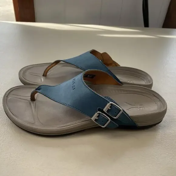 KURU Suomi Sandals Womens 9 Blue Leather Thong Buckle Comfort Arch Support Shoes - Picture 5 of 13